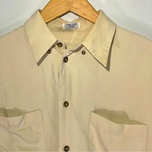 Cypress Grove mens ivory silk shirt Medium
